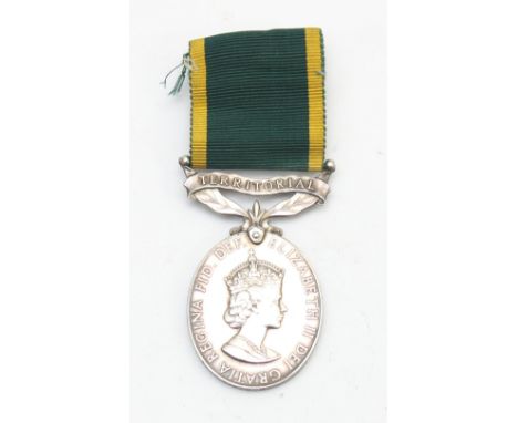 ERII Territorial Efficiency medal, presented to T/22253500 PTE. R. G. Whiteley. RASC.
