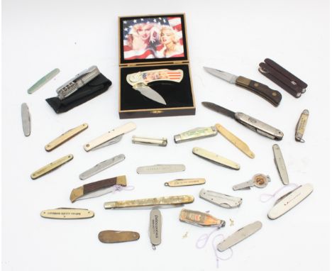 A collection of thirty pocket pen knives, mid 20th century and later, of various styles and sizes.