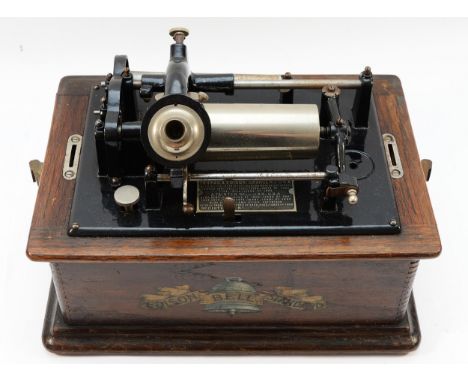 An Edison 'Bell' Standard phonograph, circa late 19th century, bearing makers plaque stamped No.6427, within an oak case, lac