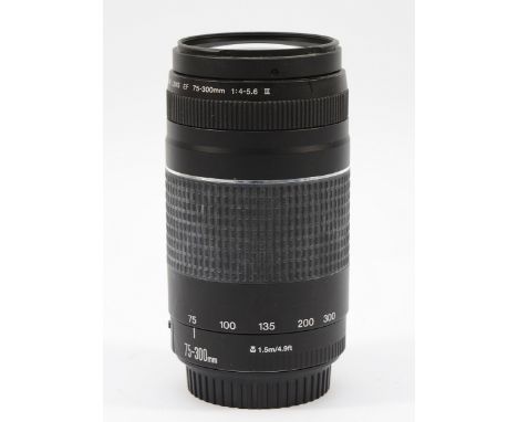 A Canon EF f/4-5.6 75-300mm lens. 