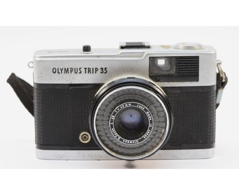 An Olympus Trip 35 compact film camera, serial no. 4367997.