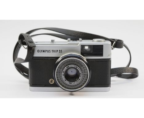 An Olympus Trip 35 compact film camera, serial no. 3144626.