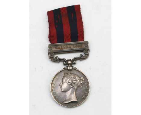 A Victorian India General Service medal, clasped Hazara 1888, presented to 604 PTE. G. Sparrow. 1st Battalion, Suffolk Regime