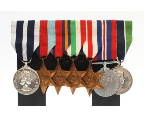 WWII-ERII mounted colonial police medal group, to include the 1939-1945 Star, Burma, Italy, France And Germany, Distinguished