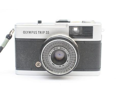 An Olympus Trip 35 compact film camera, serial no. 4110619.