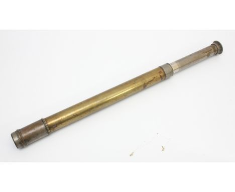 A Late 19th/early 20th century brass one draw telescope, by 'TH. Amstay' in London, 61cm.