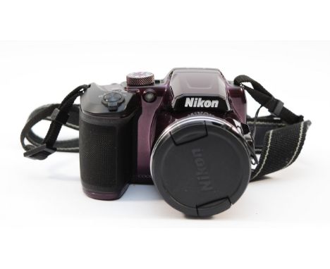 A Nikon Coolpix B500 digital camera, in metallic purple.
