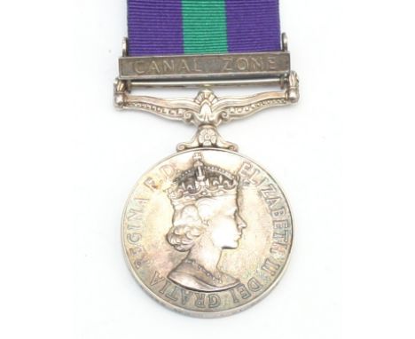 ERII G.S.M Canal Zone medal, awarded to 22549095 SPR. R. Gardiner. R.E.