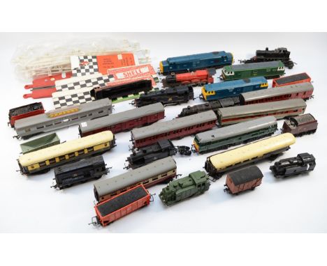Hornby Railways; A collection of playworn Hornby 00 gauge model railway, all unboxed, to include eight locomotives, carriages
