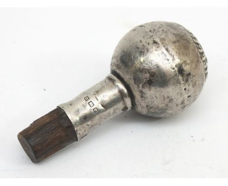 A military silver swagger stick knob, featuring the waterloo crest, London 1939.