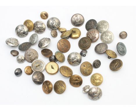A collection of forty six antique hunting buttons, to include silver plated examples by Firmin &amp; Co, patented 255, dragon