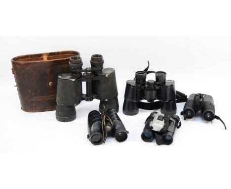 Five pairs of binoculars, makers to include, Nikon and Asahi Pentax. (5)
