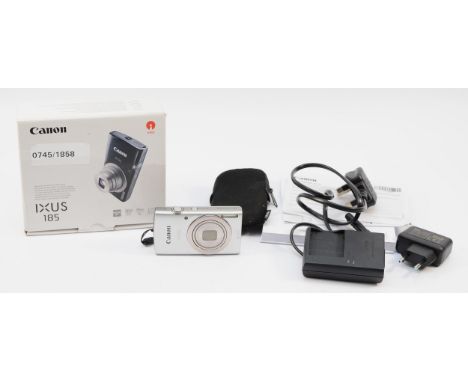 A Canon IXUS 185 compact digital camera, boxed.