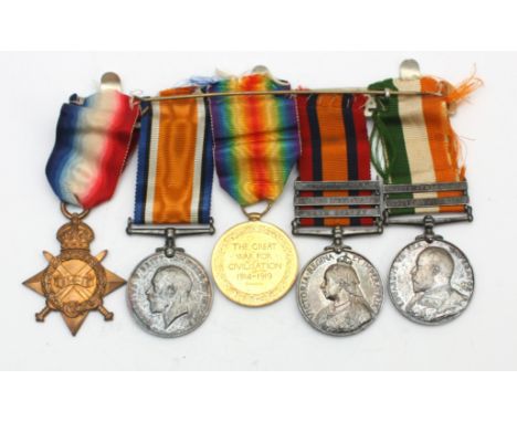 A Boer-WWI mounted medal group, to include the 1899-1902 Queen Victoria South Africa, clasped 'Cape Colony', 'Orange Free Sta