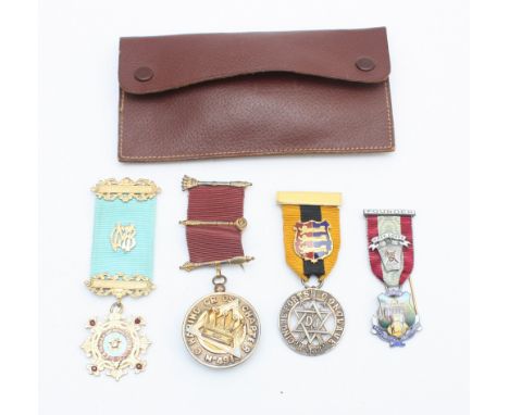 Four Sterling Silver masonic R.A.O.B  jewels to include Charing Cross Chapter, Founder Mark Lodge and Roll Of Honour, 126g.
