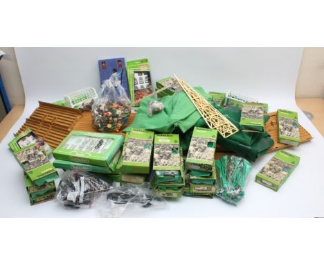 Subbuteo and Zeugo; table top football/soccer accessories, to include, pitches, scoreboards and teams, examples include, 700 