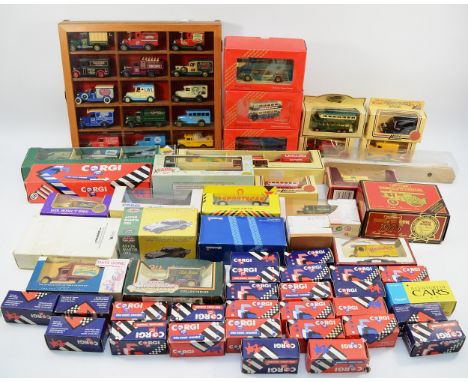A collection of over forty model die-cast vehicles, makers to include, Corgi, Lledo, and Atlas Editions, with fifteen models 