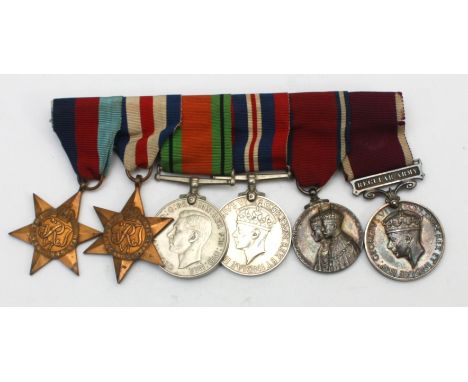 WWII mounted Long Service medal group, including the 1939-1945 star, France And Germany, Defence, War, 1935 Jubilee and the G