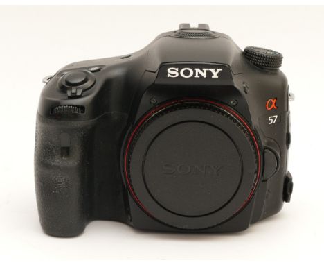 A Sony a57 DSLR camera, body only, boxed.