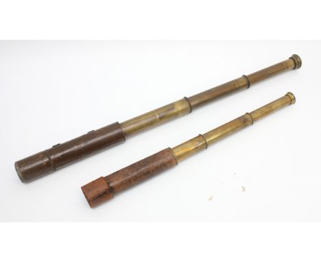 19th century brass three draw telescope, by Broadhurst Clarkson &amp; Co. LTD, 63 Farrington Road London, E.C, together with 