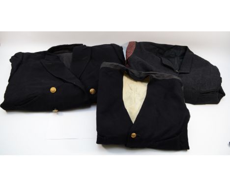 Railwayana British Rail; A mid 20th century British Railway black coat, jacket and waistcoat, having associated BR buttons at
