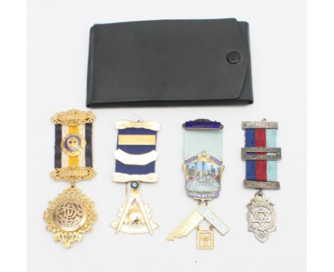 Four Sterling Silver masonic R.A.O.B  jewels to include the Seven Springs Lodge No. 7223 and Men Of Kent 1974, 116g.