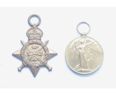 WWI 1914 Mons Star, together with the Victory medal, awarded to 2.DG-3461 T. W. O/Q.M/C.L. SJT. 1. E.A Hire. 2nd Dragoon Guar