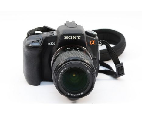 A Sony A300 digital camera, with a f/3.5-5.6 18-70mm lens.