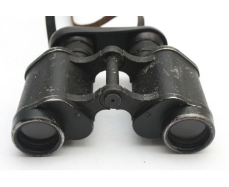 WWII German pair of 6x30 Dienstglas binoculars, by 'DDX', patented 06629 and complete with its lens cover.