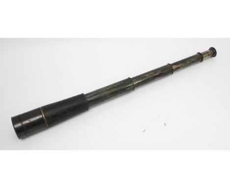 A 19th century brass four draw telescope, by Tho Armstrong &amp; Bro, 88 Deansgate Manchester, patented 840, 83cm.