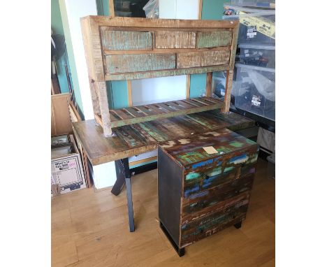 Qohoio Indonesian furniture pieces, reclaimed solid wood having a contemporary look, to include a refectory dining table, 139