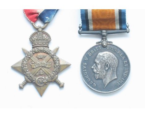 WWI 1914 Mons Star together with the War medal, presented to 7757 PTE. J. Jennings. Royal Irish Regiment.