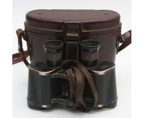 WWII German pair of 6x30 Dienstglas binoculars, by Carl Zeiss Jena, patented 2003411, H/6400 and complete with its original B