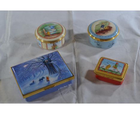 Four Halcyon Days limited edition Disney 'Winnie the Pooh' enamel trinket boxes, the largest 8.5cm wideCondition good. 