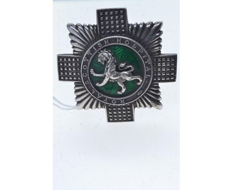 Silver & enamel 'Royal Scottish Hospital' patron's badge, maker Hamilton & Inches, Edinburgh 1906, the reverse engraved 'Alex