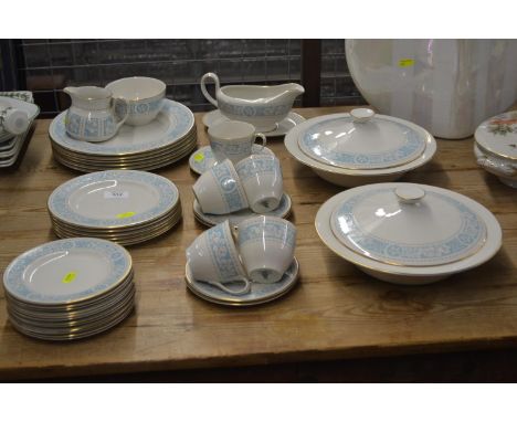 Royal Doulton 'Hampton Court' dinner service for six, comprising two tureens, gravy boat & saucer, six dinner plates, six sid