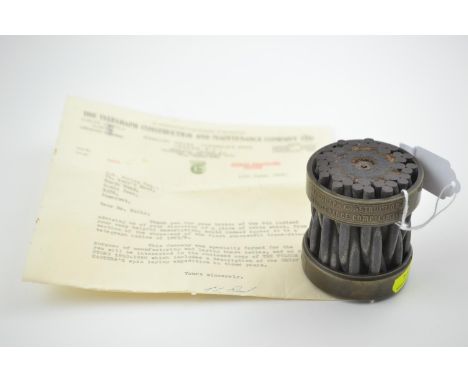 Cable section from the shore end of the first transatlantic telephone cable 1865 with documentation. 