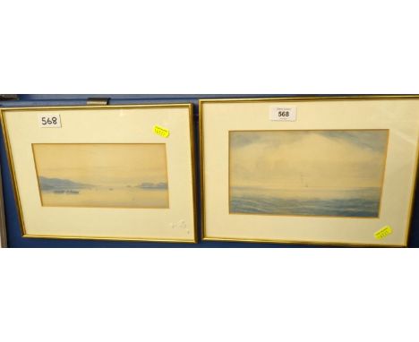 Pair of watercolour seascape paintings. Unsigned. 33cm x 23cm overallno foxing. 