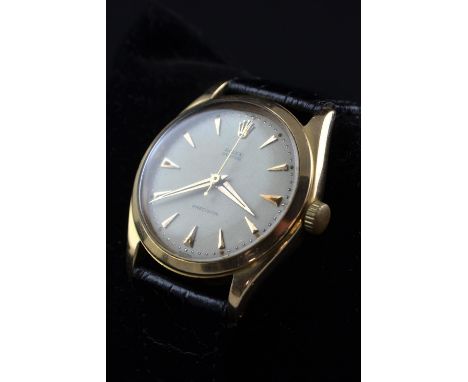 Rolex 18ct gold cased Oyster Precision gentleman's watch, white dial with gold hands, 17 jewels, manual winding, case numbere