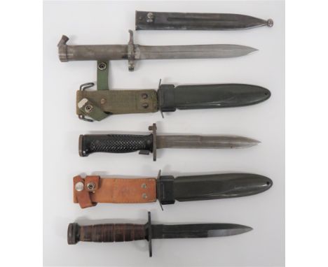 Three Continental Bayonetsconsisting Swedish M1896, all steel bayonet complete in its blued steel scabbard ... Post war, Euro