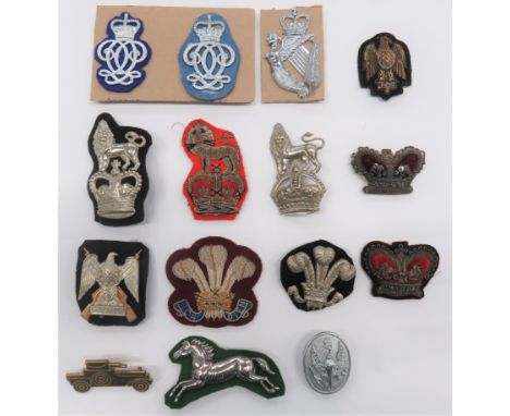 15 Items of Cavalry Army Badgesincluding white metal KC 15th Hussars ... Chrome 14/20 Hussars ... White metal Prince Of Wales