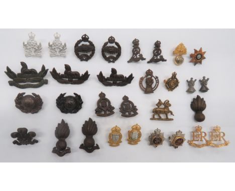 30 Officer Infantry & Corps Collar Badgesincluding plated Black Watch ... Gilt Queens ... Silvered and gilt Royal Reg Of Fusi