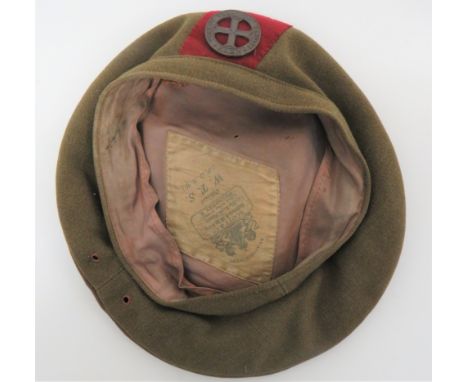 Women's Transport Service "FANY" Officer's Beretkhaki crown, body and lower band.  The front with purple felt patch and bronz