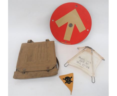 1945 Dated Road Arrow Marker And Various Itemsconsisting 12 inch diameter red circle with central printed, white arrow.  The 