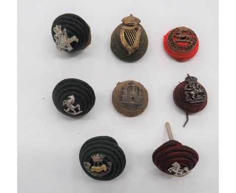 8 Officer Cap Cord Bossesconsisting KC Royal Berkshire on red boss ... Silvered QC Royal Ulster Rifles on green boss ... Silv