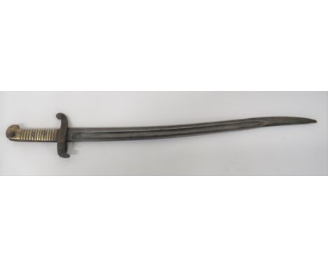 French 1842/59 Sabre Bayonet22 1/4 inch, single edged yataghan blade with large fuller.  Forte stamped 1857.  Steel, turn up 