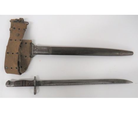 American P17 Bayonet17 inch, single edged blade with fuller.  Forte with maker "Remington" and US flaming grenade.  Steel cro