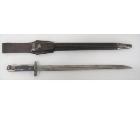 WW1 Dated 1907 Pattern SMLE Bayonet In Double Seam Scabbard17 inch, single edged blade with fuller.  The forte with maker "Wi