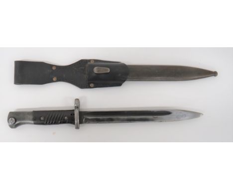 German Made Contract K98 Bayonet9 1/2 inch, single edged blade with fuller.  Forte marked "41FNJ".  Steel crossguard with muz