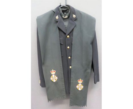 Post 1953 Royal Army Chaplain's Uniform And Scarfconsisting black open collar patrol tunic.  Pleated chest pockets with butto